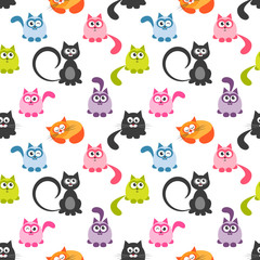seamless pattern with cute colorful cats