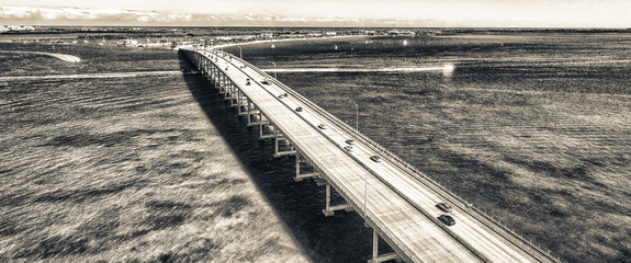 Miami Rickenbacker Causeway aerial view, Florida - USA