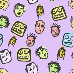 Doodles faces pattern