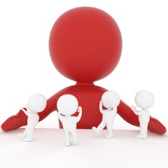 bad businessman leader control their employees on isolated white in 3D rendering