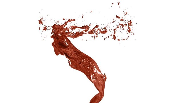 flow of cooper or bronze liquid spins into a whirlpool or a tornado. The flow of metal liquid rotates and forms a tornado in slow motion with alpha channel as luma matte. Ver2