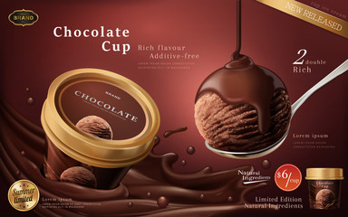 Chocolate ice cream cup ads