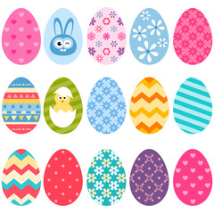 Set of colorful Easter eggs icons