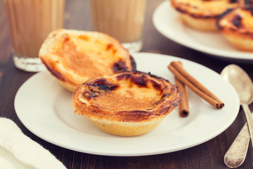 portuguese traditional creamy egg tart pastel de nata
