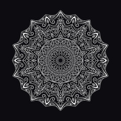 Hand drawn abstract mandala design. Vector oriental round pattern. Coloring book element.