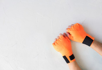 Female Fists in Bandage for Thai Boxing