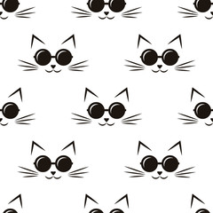 pattern with cats with black sunglasses