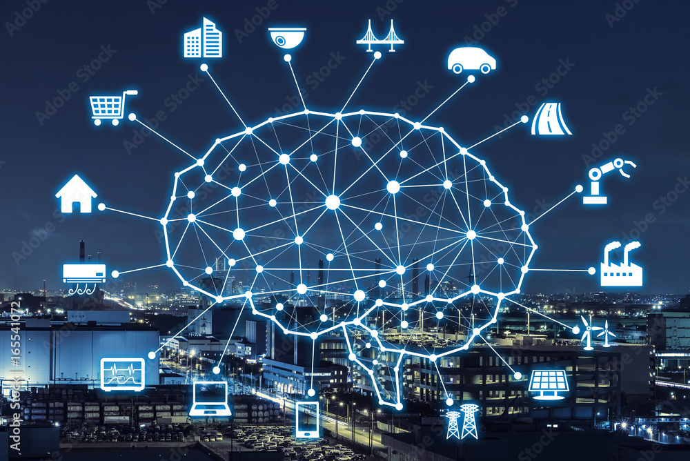 Aufkleber ai concept. artificial intelligence and various industries.