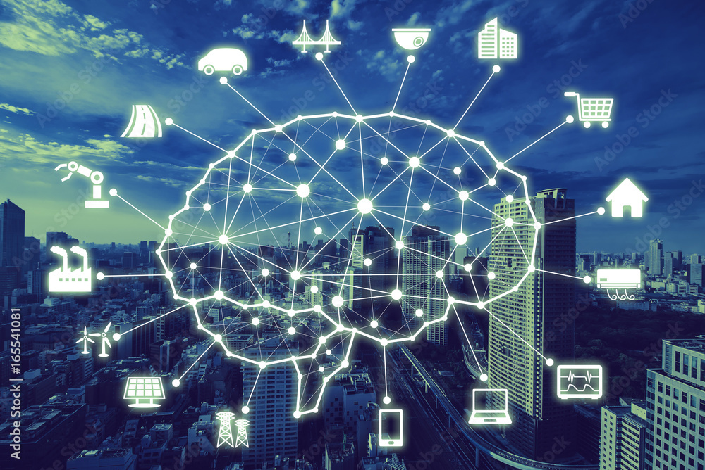 Poster ai concept. artificial intelligence and various industries.