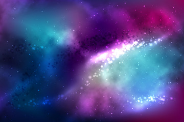 Fototapeta na wymiar Vector space background with colorful nebula and bright stars.