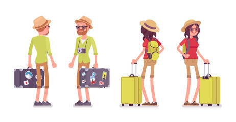 Tourist man and woman standing