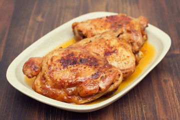 grilled chicken on white dish
