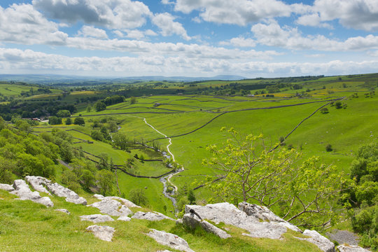 Yorkshire Dales view from Malham Cove UK