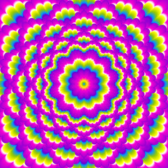 Colorful rainbow flower. Motion illusion.