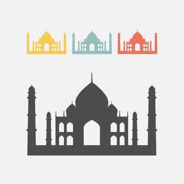 Taj Mahal Silhouette Icon.