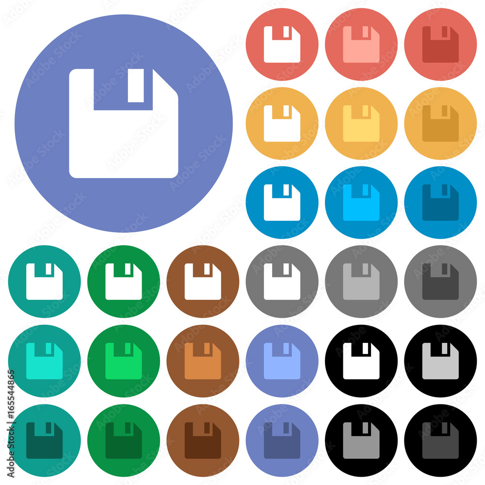 Poster save data round flat multi colored icons