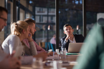Business Team At A Meeting at modern office building