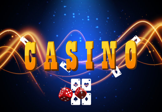 Shining casino banner with playing cards. Vector illustration