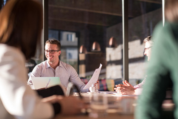 Business Team At A Meeting at modern office building