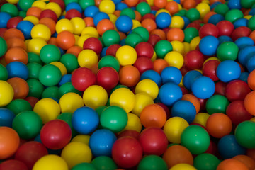 Fototapeta na wymiar Colorful plastic toy balls in the play pool