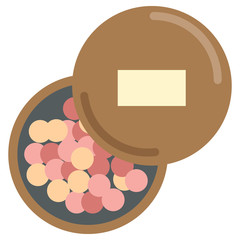 Bronze colorful pearls with balls black cap rouge for make-up icon, vector illustration flat style design isolated on white. Colorful graphics