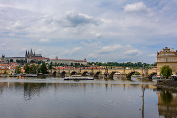 Charles Bridge on the Vltava river in Prague, Czech Republic
