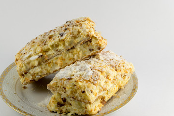 napoleon cake isolated on white