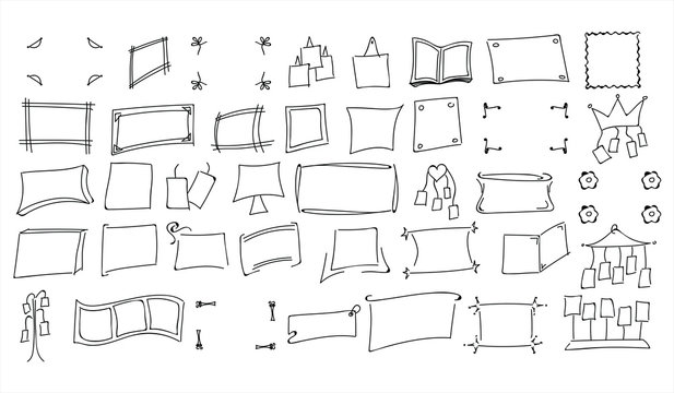 Set of hand drawn doodle style photo frames