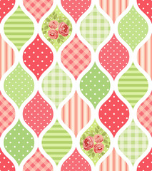 Cute seamless vintage pattern as patchwork in shabby chic style ideal for kitchen textile or bed linen fabrics