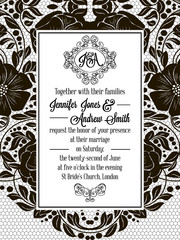 Elegant floral swirls, lacy pattern ornate frame