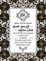 Elegant floral swirls, lacy pattern ornate frame
