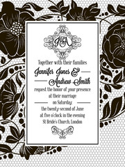 Elegant floral swirls, lacy pattern ornate frame