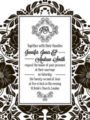 Elegant floral swirls, lacy pattern ornate frame