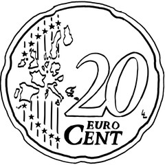20 euro cent hand drawn