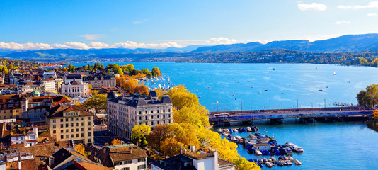 Panorama von Zürich, Schweiz - obrazy, fototapety, plakaty