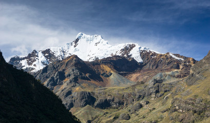 Fototapeta na wymiar high mountain peak of Nevado San Juan in the Cordillera Blanca in the Andes in Peru