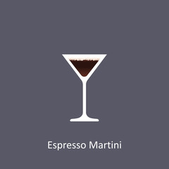 Espresso Martini cocktail icon on dark background in flat style