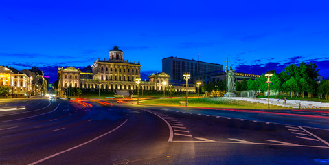 Borovitskaya square and Pashkov House near Moscow Kremlin in Moscow, Russia. Architecture and landmark of Moscow