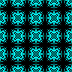 Light Blue Abstract Seamless Pattern on a Black Background