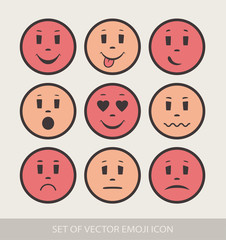 Set of Graphic Emoticons. Collection of Emoji. Smile icons. Isolated vector illustration on white background