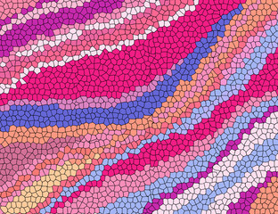 Multicolored stained glass, vector abstract hand-drawn pattern. Bright mosaic vector background with waves. Modern illustration.