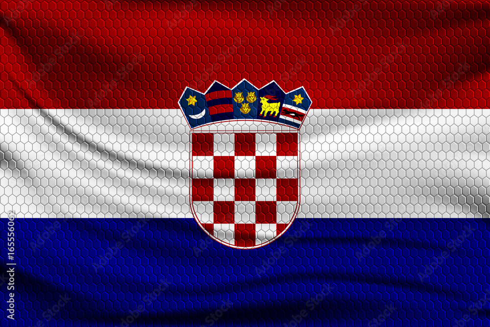 Canvas Prints national flag of croatia on wavy fabric with a volumetric pattern of hexagons. vector illustration.