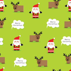 seamless cute cartoon Santa Claus and reindeer design