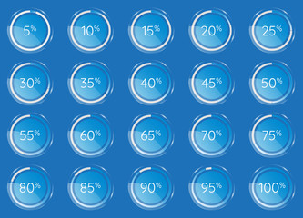 Glossy pie charts vector infographics
