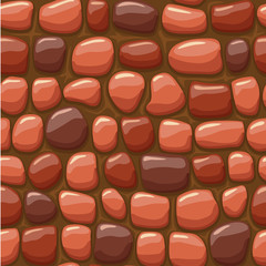view from above cartoon red stone texture, vector seamless background