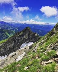 Fototapeta na wymiar Le Mont Blanc depuis le Roc d'Enfer 