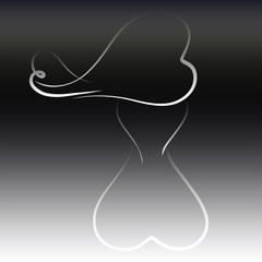  Silhouette of a slender lady of lines
