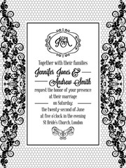 Vintage baroque style wedding invitation card