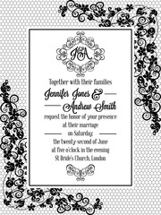 Vintage baroque style wedding invitation card