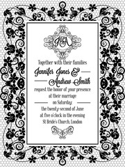 Vintage baroque style wedding invitation card